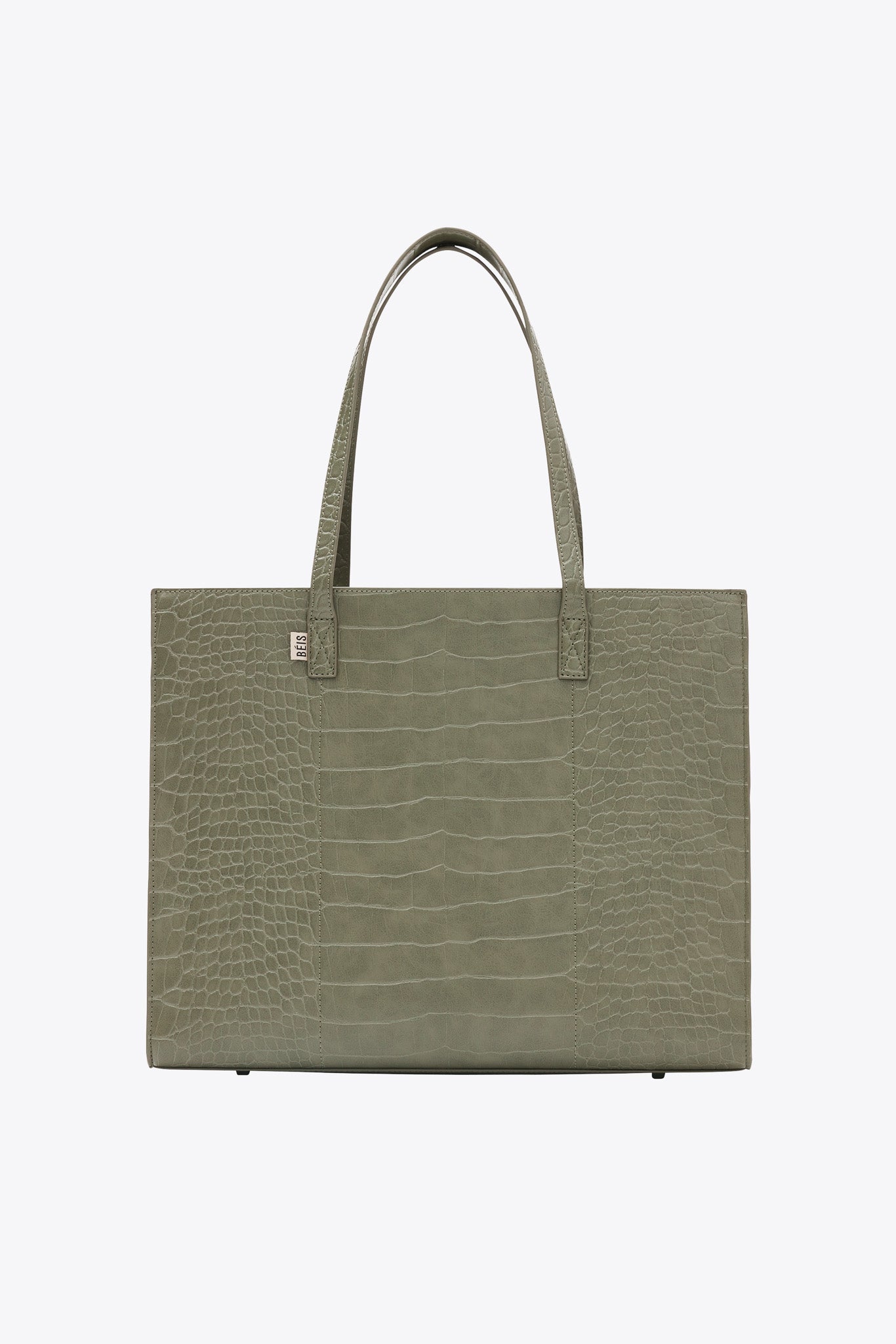 The Large Work Tote in Olive Croc