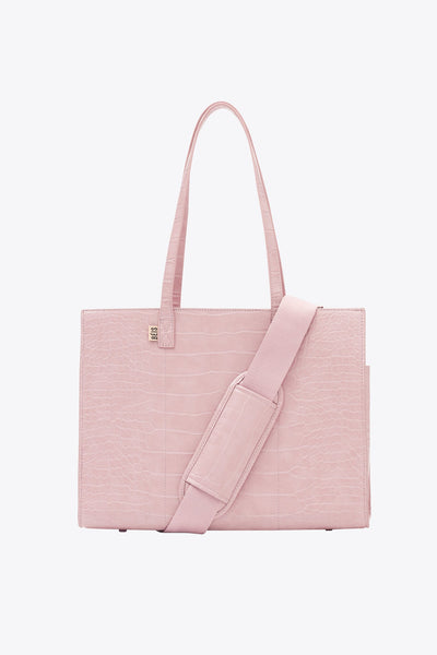 BÉIS 'The Work Tote' in Atlas Pink Croc - Pink Laptop Tote Bag