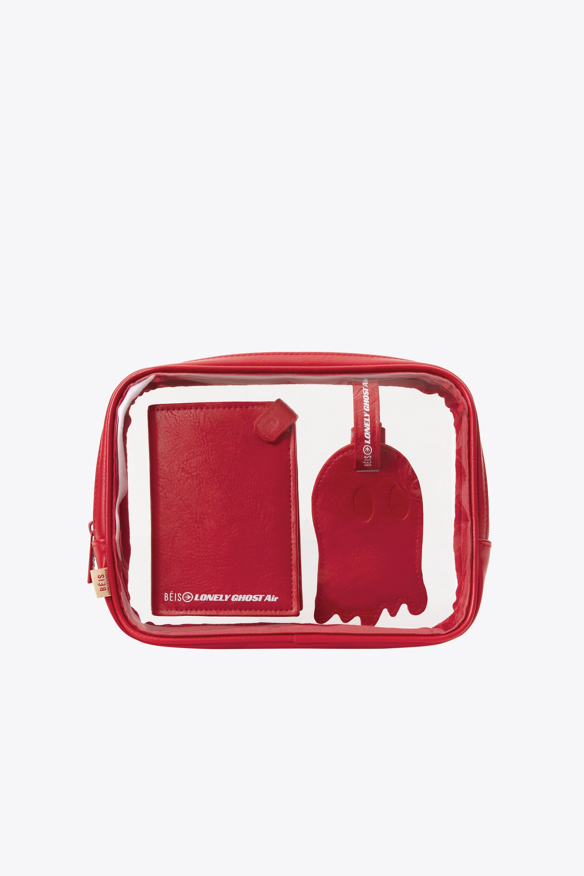 BÉIS x Lonely Ghost 'The Passport & Luggage Tag Set' in Text Me Red