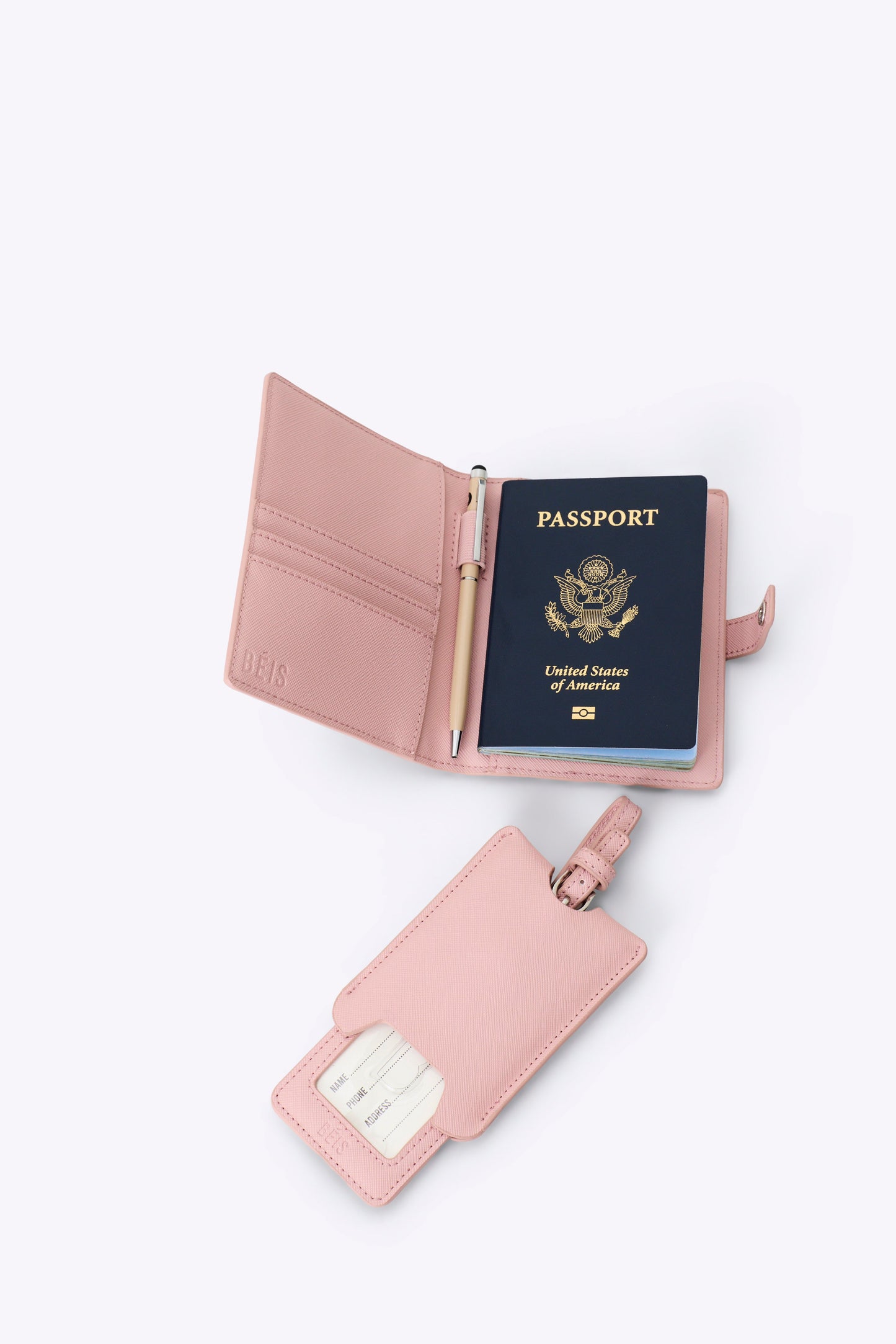 The Passport & Luggage Tag Set in Atlas Pink