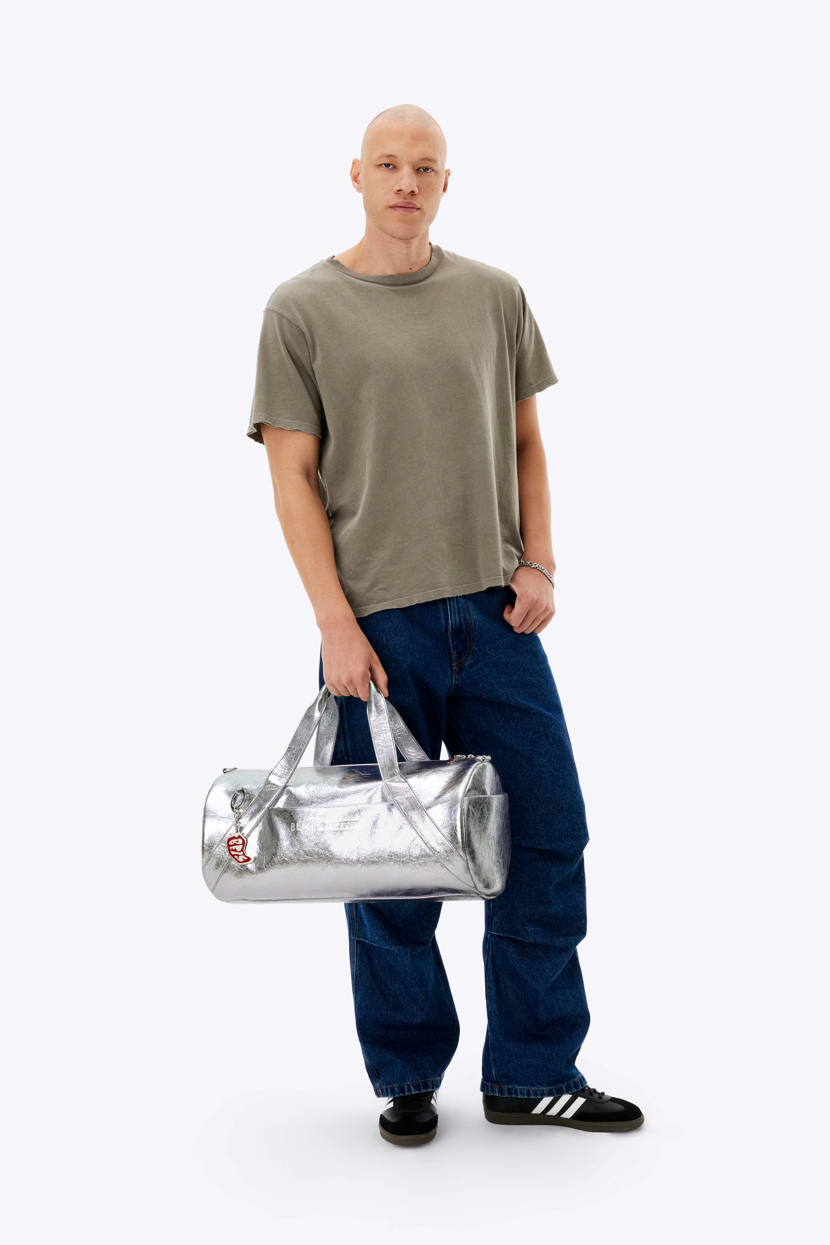 BÉIS x Chipotle 'The Burrito Duffle' in Metallic - Silver Duffle