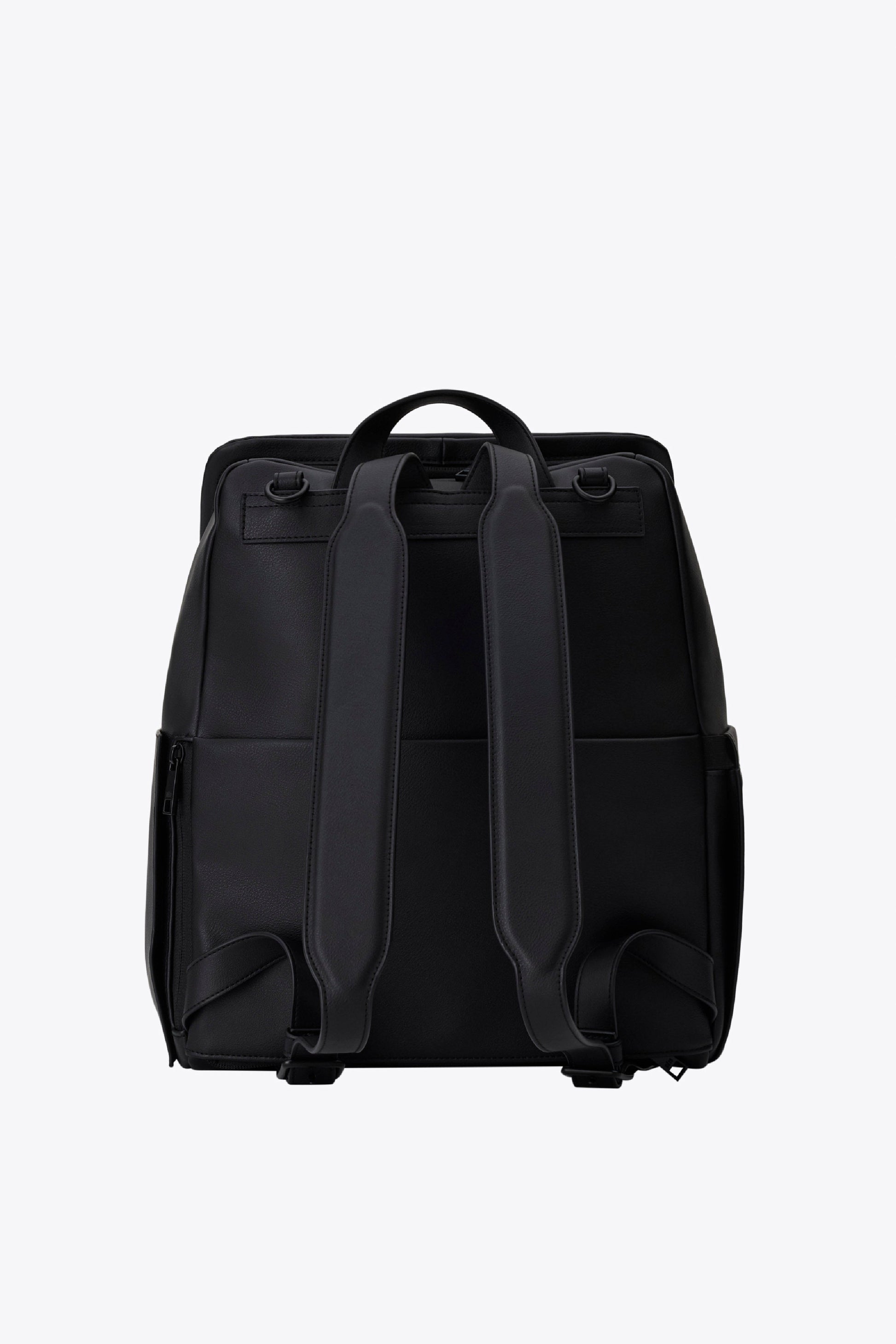 black faux leather diaper backpack BEIS Travel The Everyday Diaper Backpack in Black