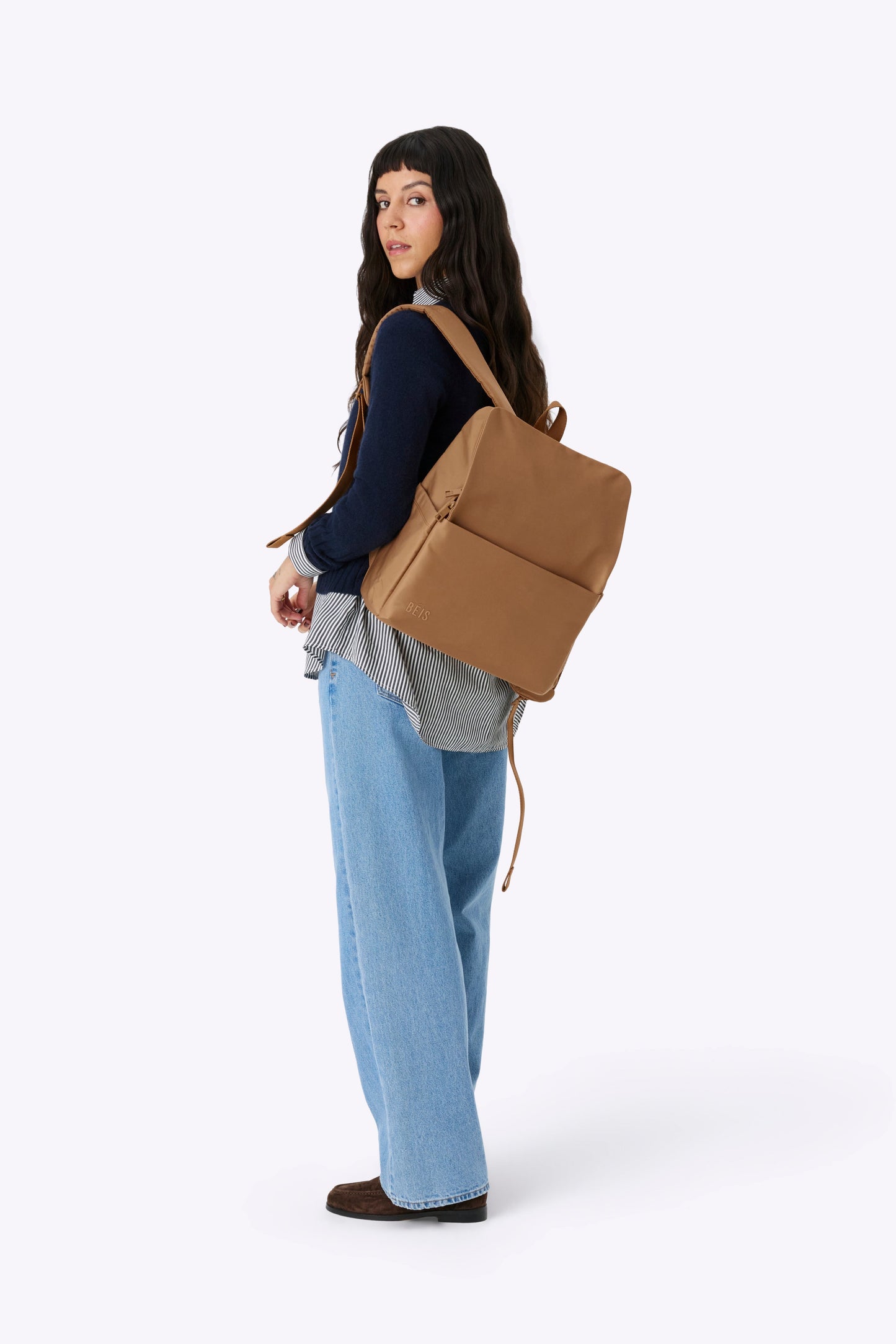 The Everyday Diaper Backpack in Camel Nylon