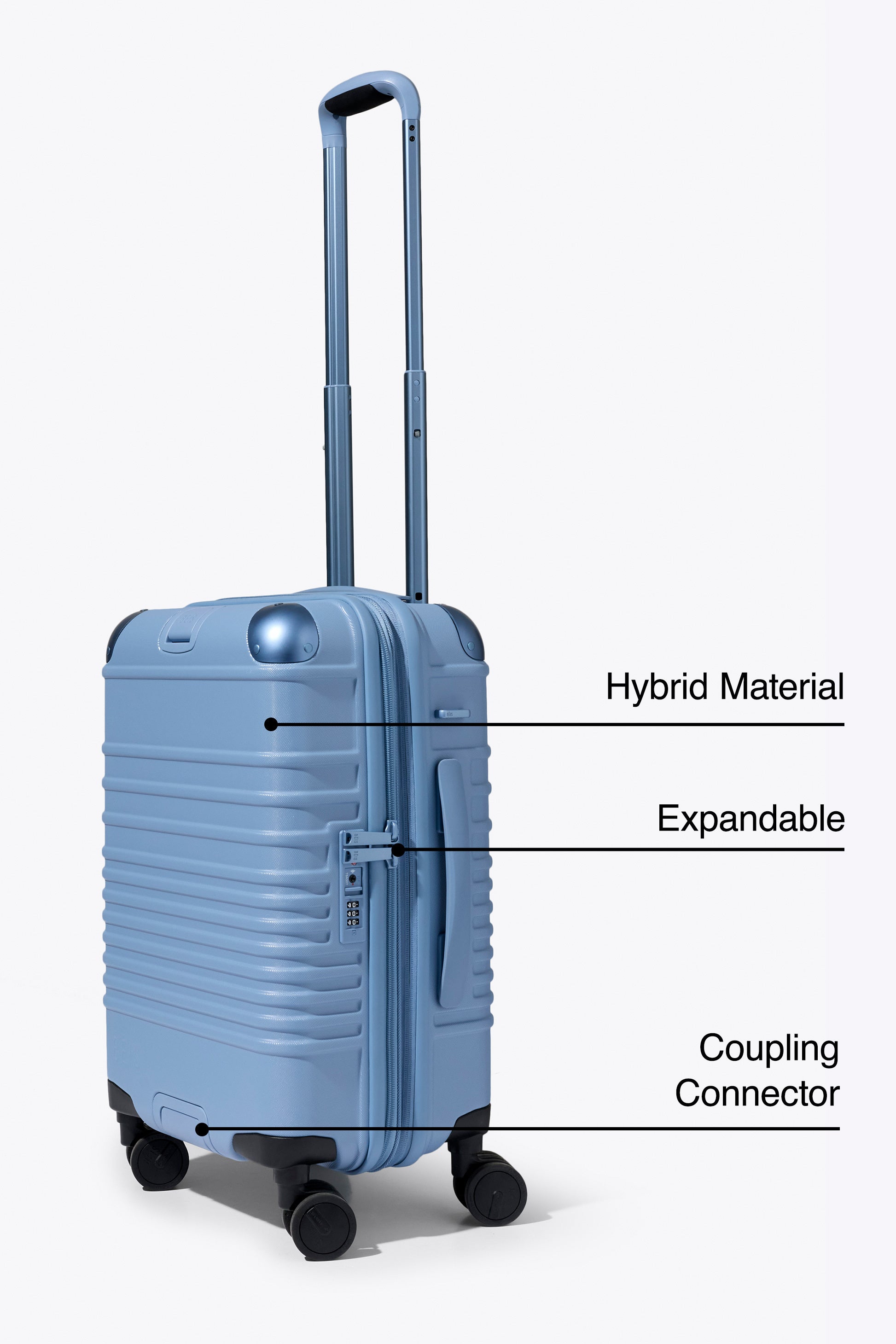 BÉIS 'The Hybrid Carry-On Roller' in Dusty Blue - Blue Hybrid