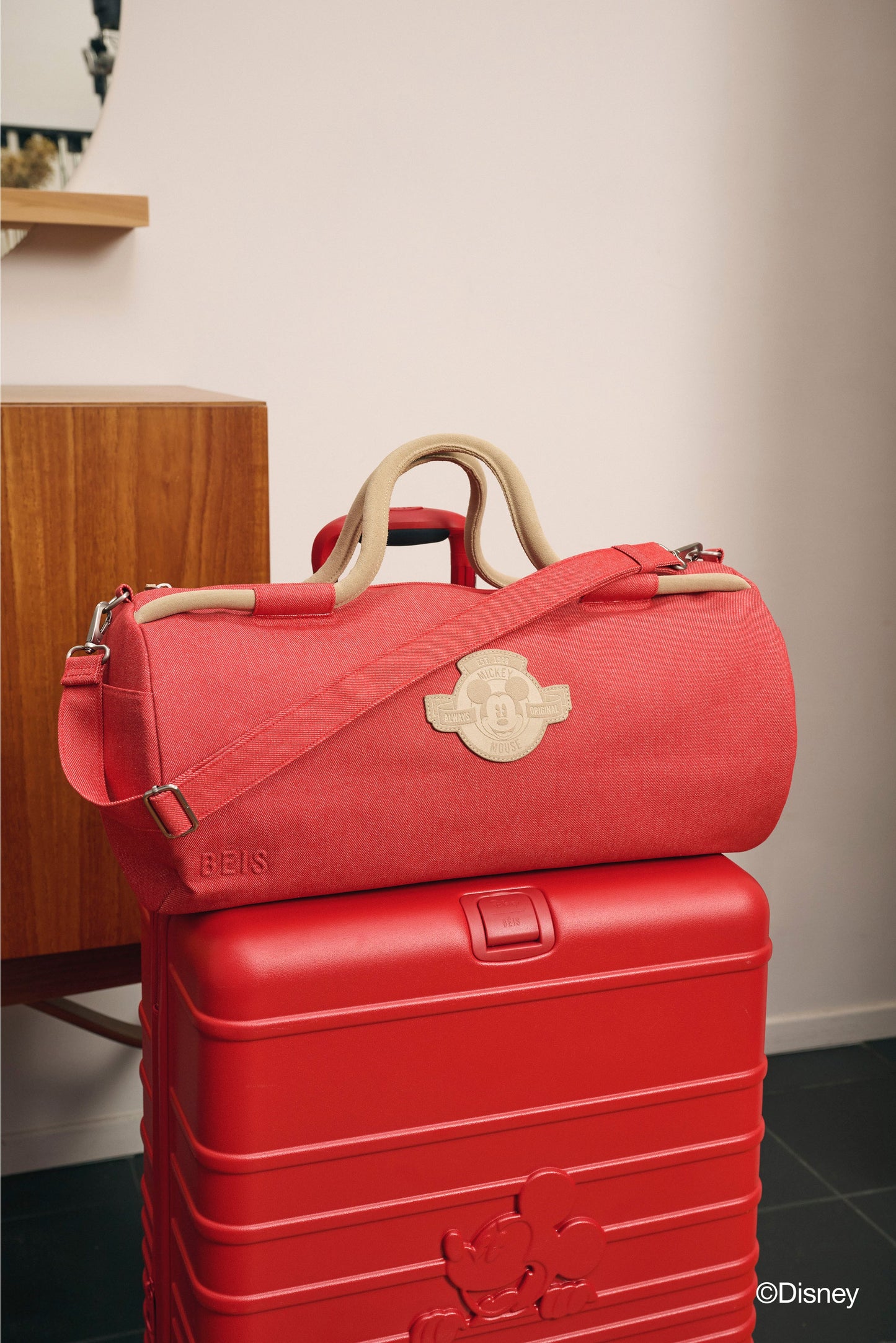 The Disney Large Duffle in Red Jeans