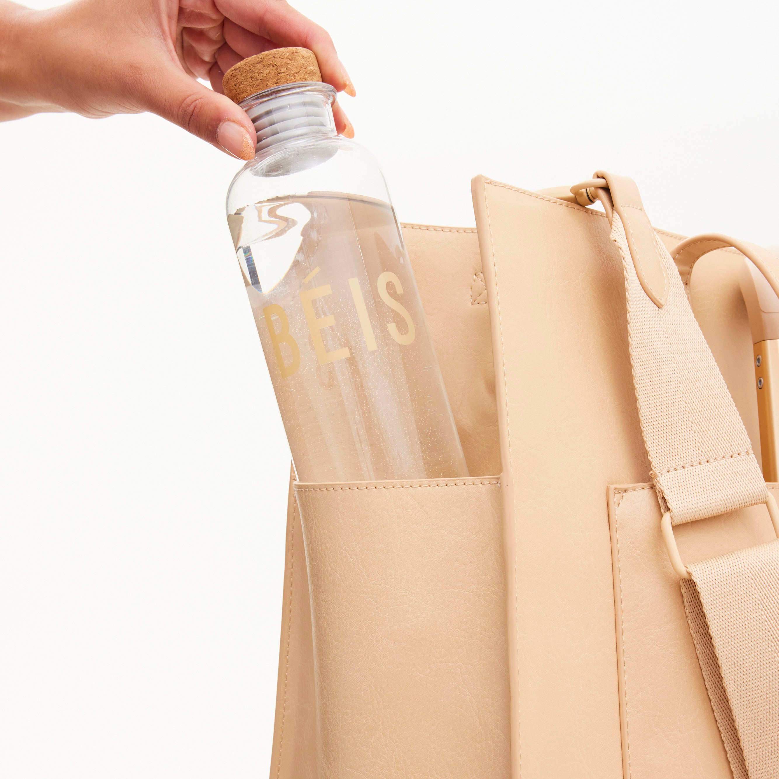 Leather tote with water bottle pocket online