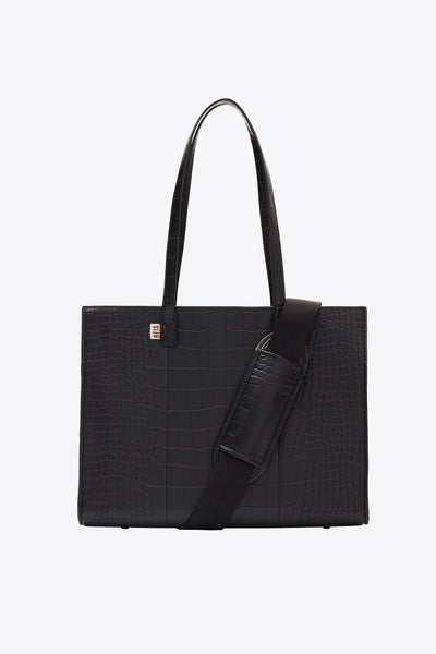 BÉIS 'The Work Tote' in Black Croc - Designer Laptop Tote Bag