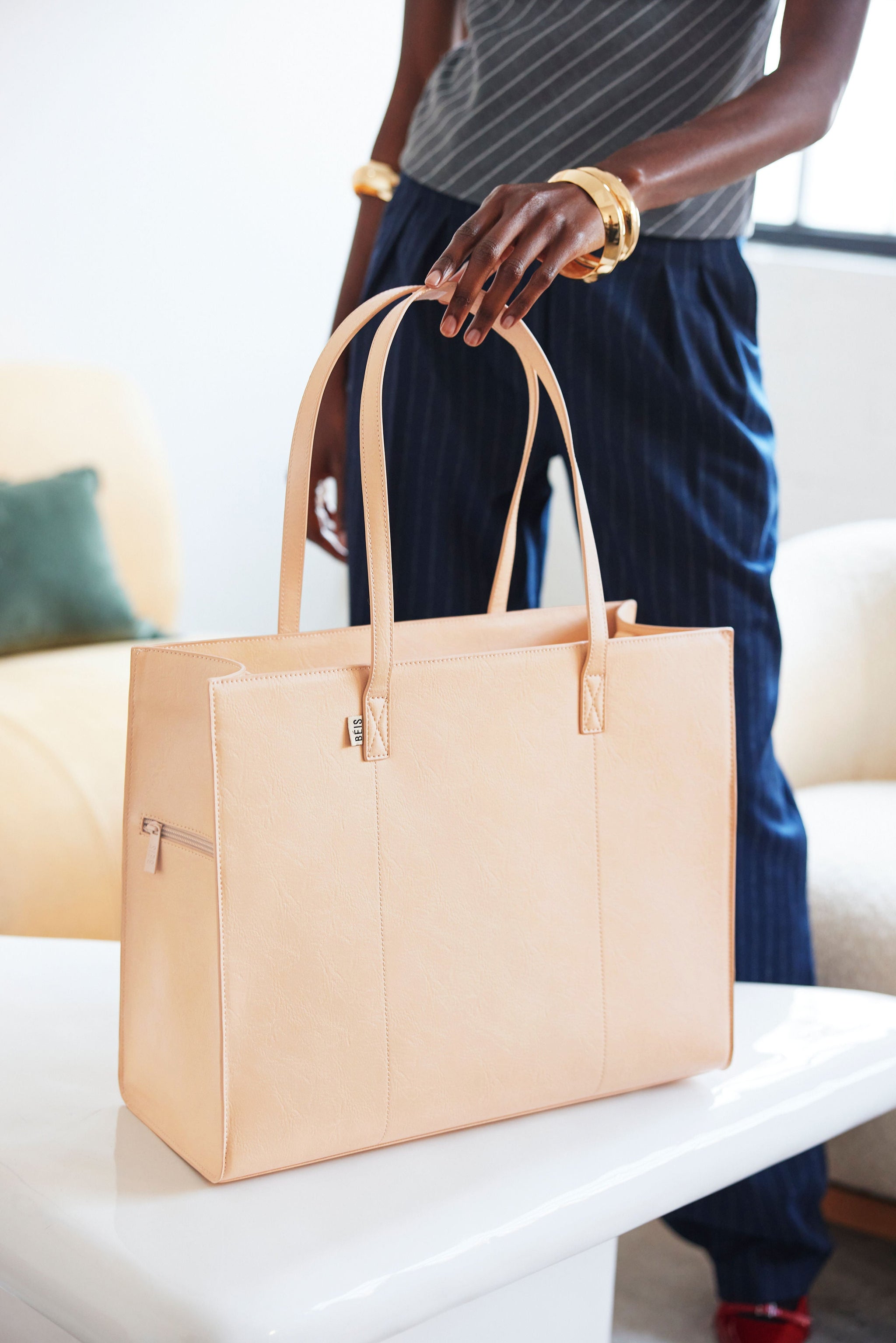 B IS The Large Work Tote In Beige Work Bag For Women Laptop Bag B is the large work tote in beige work bag for women laptop bag