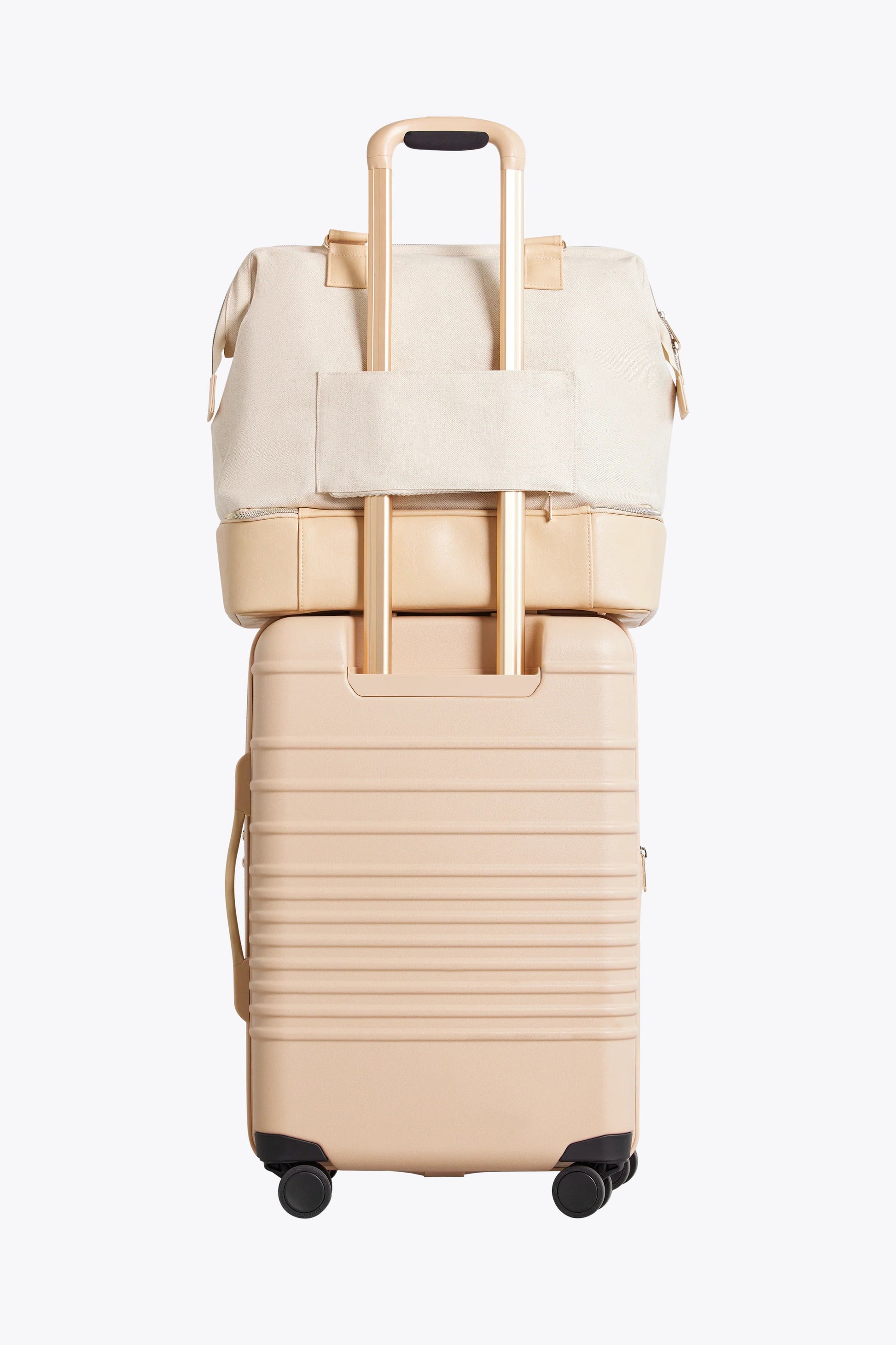 BÉIS 'The Mini Weekender' In Beige Small Beige Weekender Bag