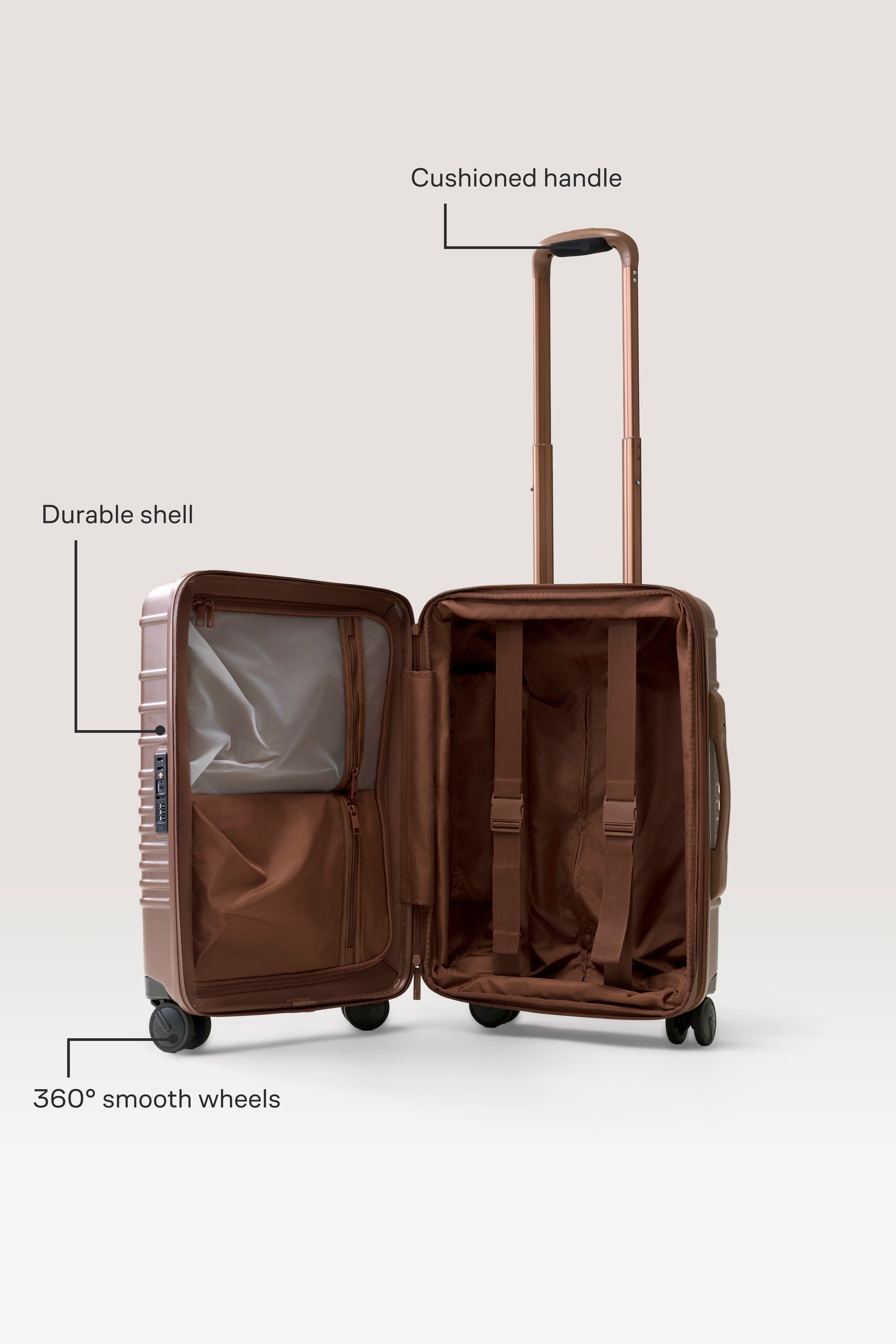 BÉIS 'The Carry-On Roller' in Maple - Brown Carry On Luggage