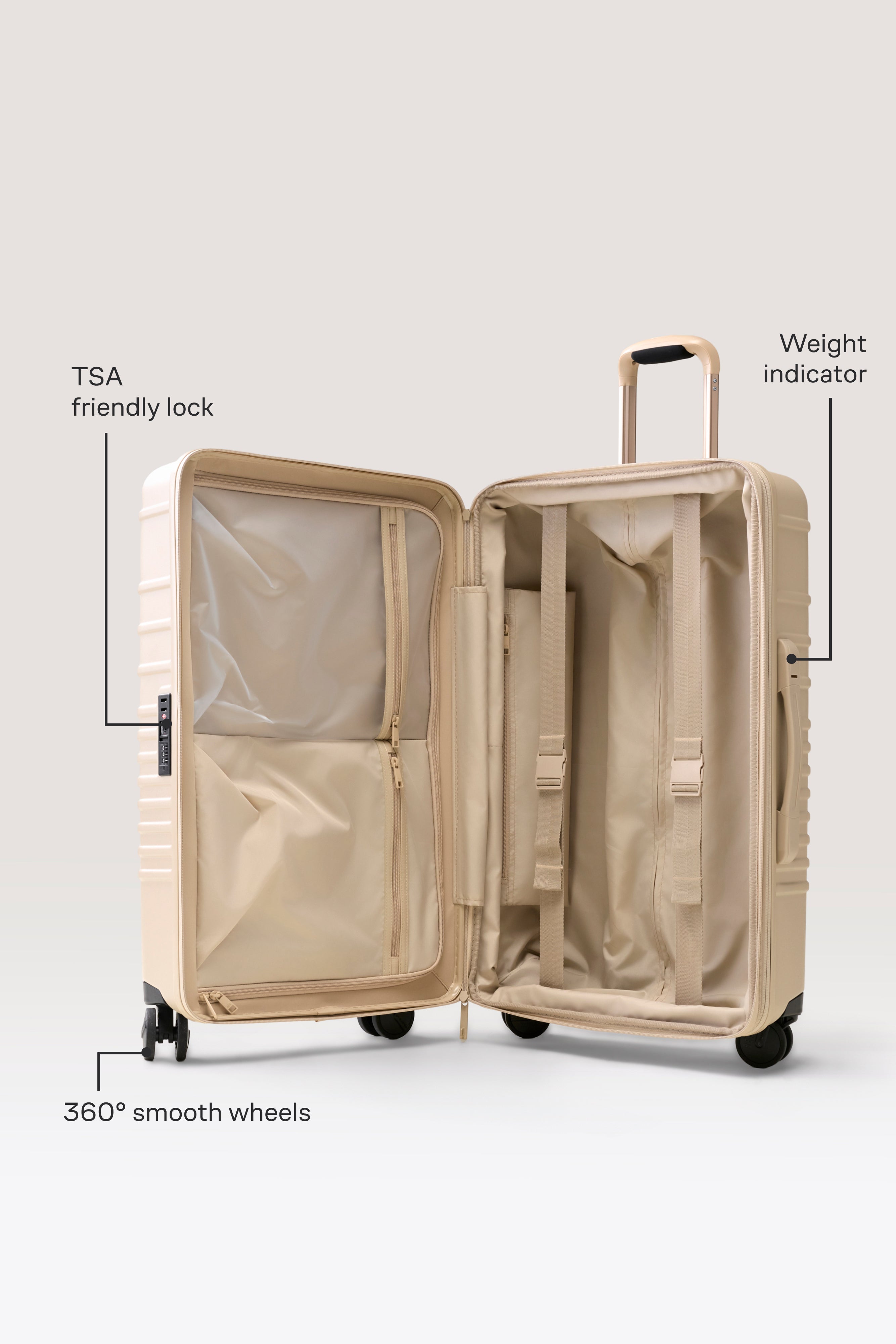BÉIS 'The Medium Check-In Roller' in Beige - Beige 26 inch Medium