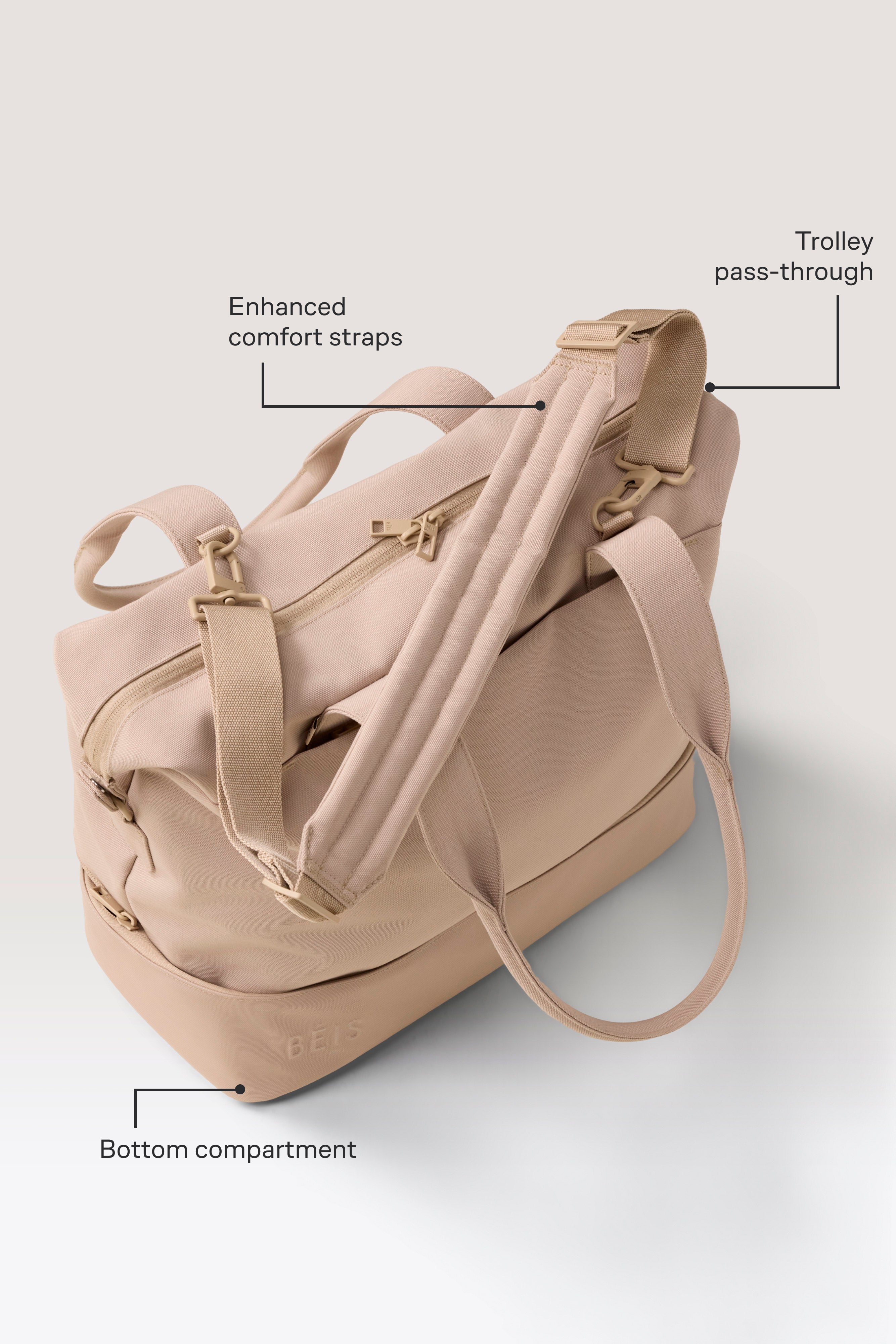 BÉIS 'The Mini Weekender' In Beige - Small Beige Weekender Bag
