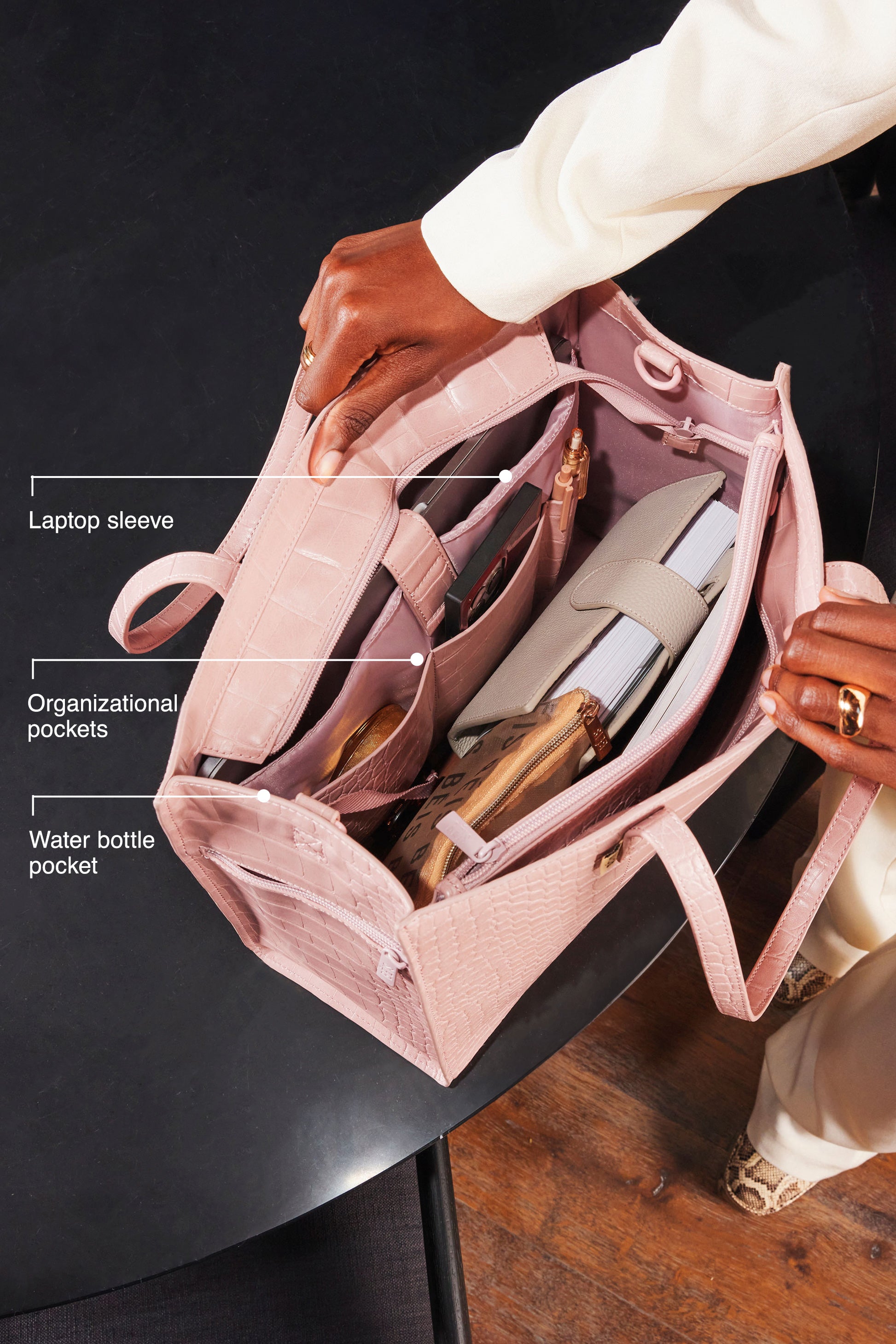 Structured Professional Totes The Work Tote In Atlas Pink Croc