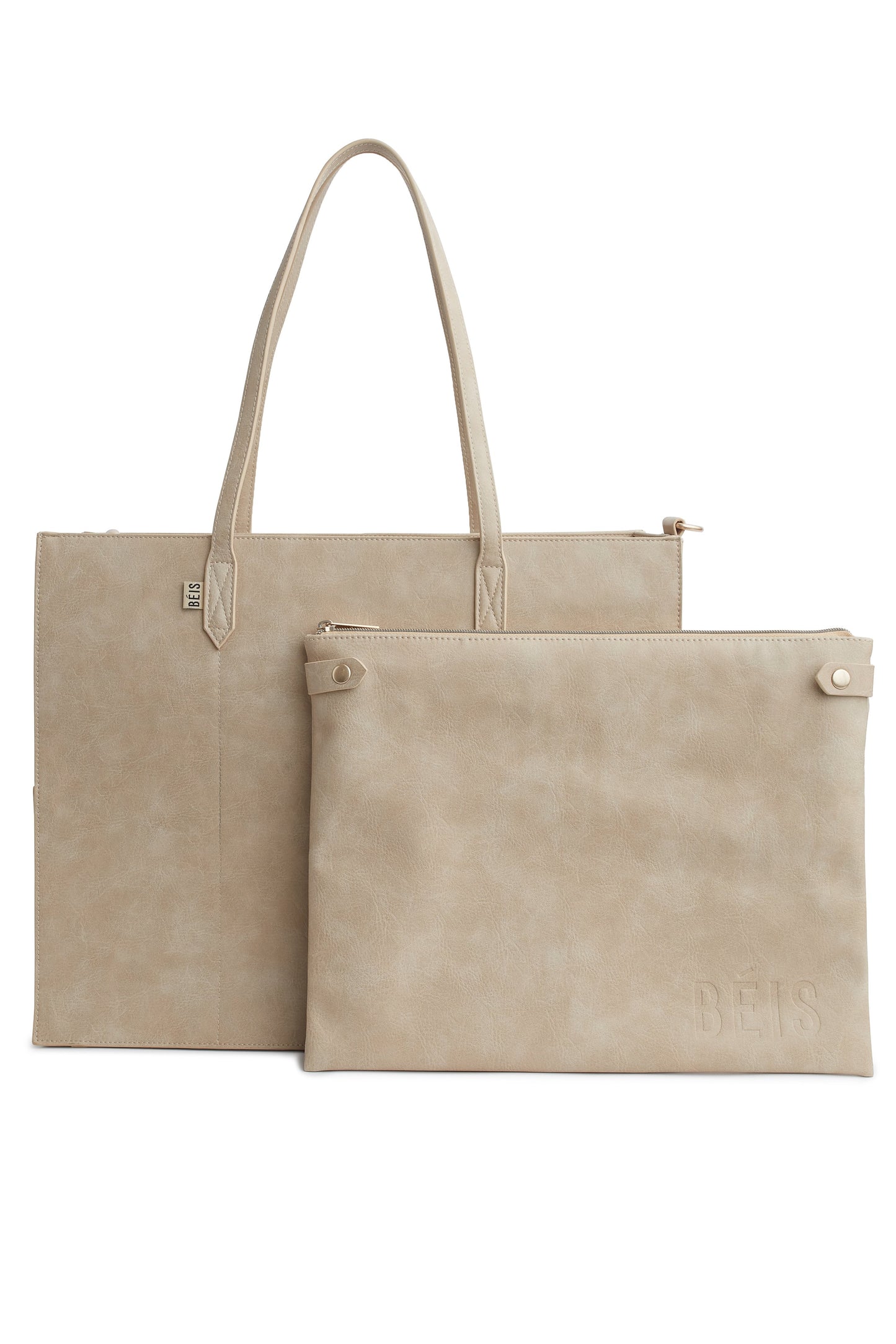 Work Tote Beige Front with Removable Pouch