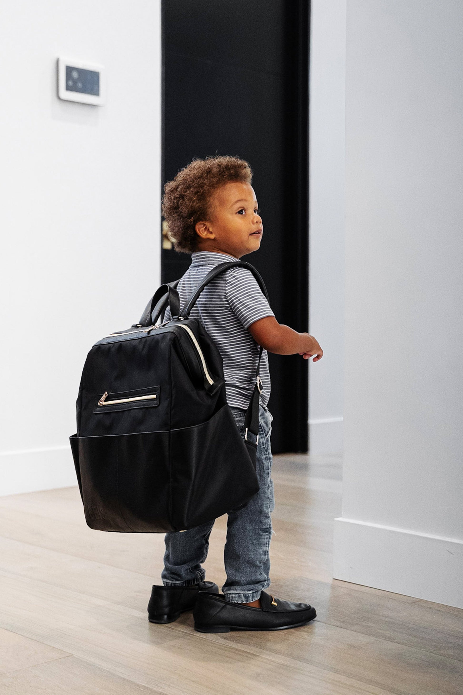 Backpack Diaper Bag Black Front Toddler Model 