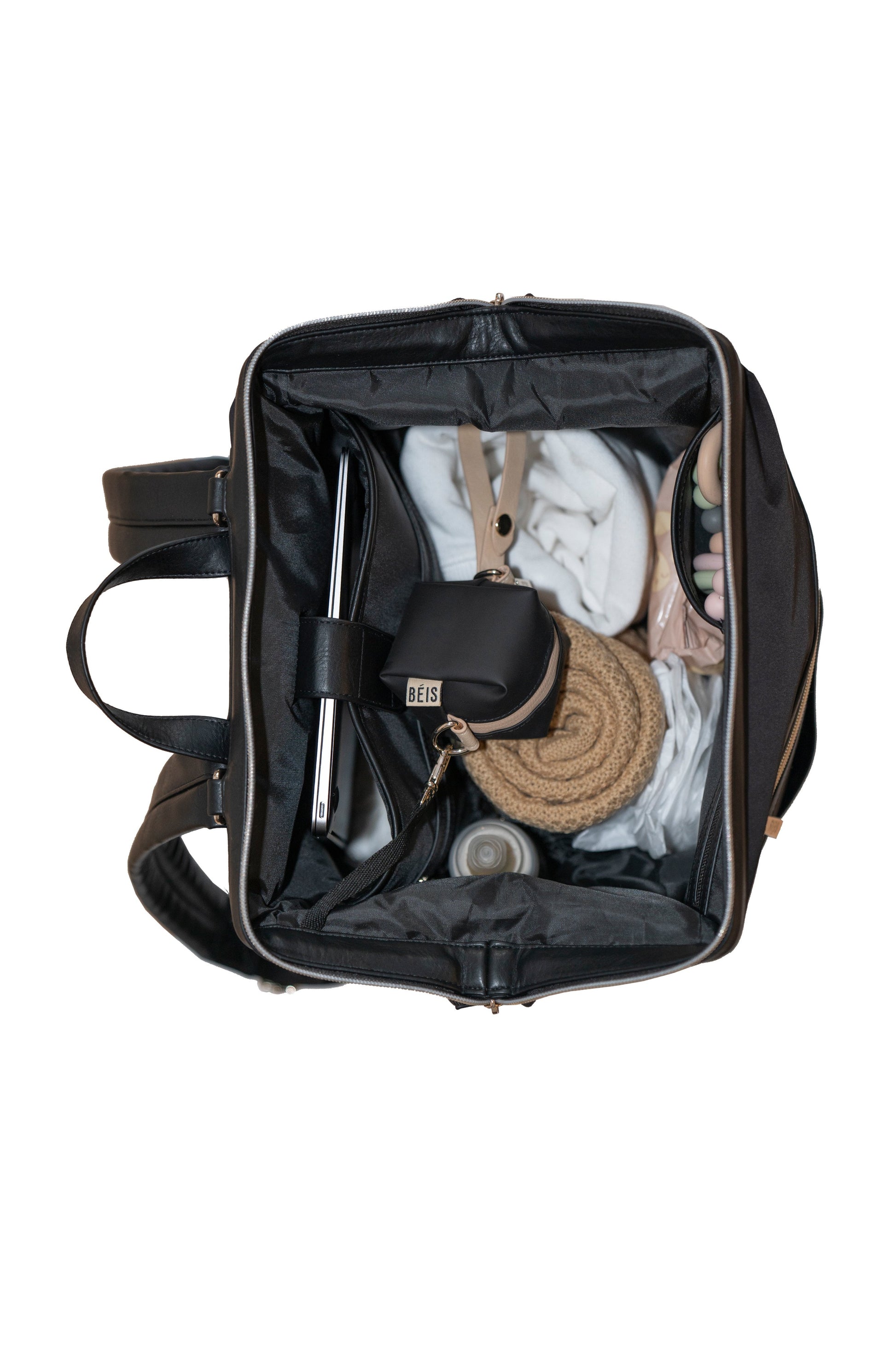 Backpack Diaper Bag Black Open Top Full