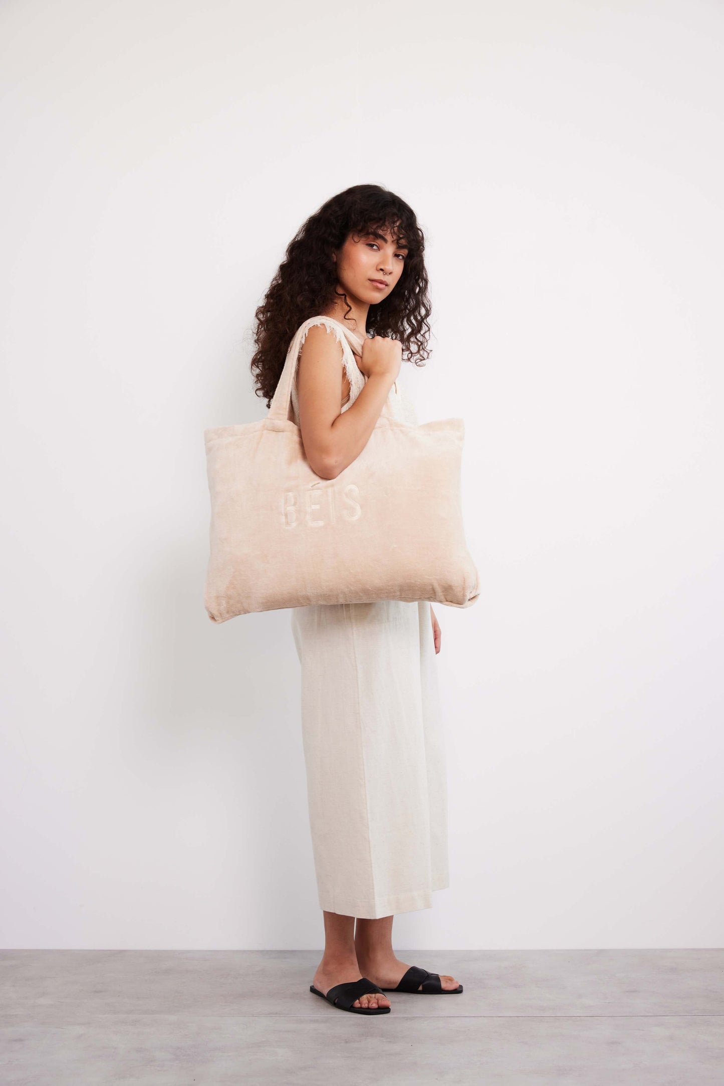 The Terry Towel Tote in Beige