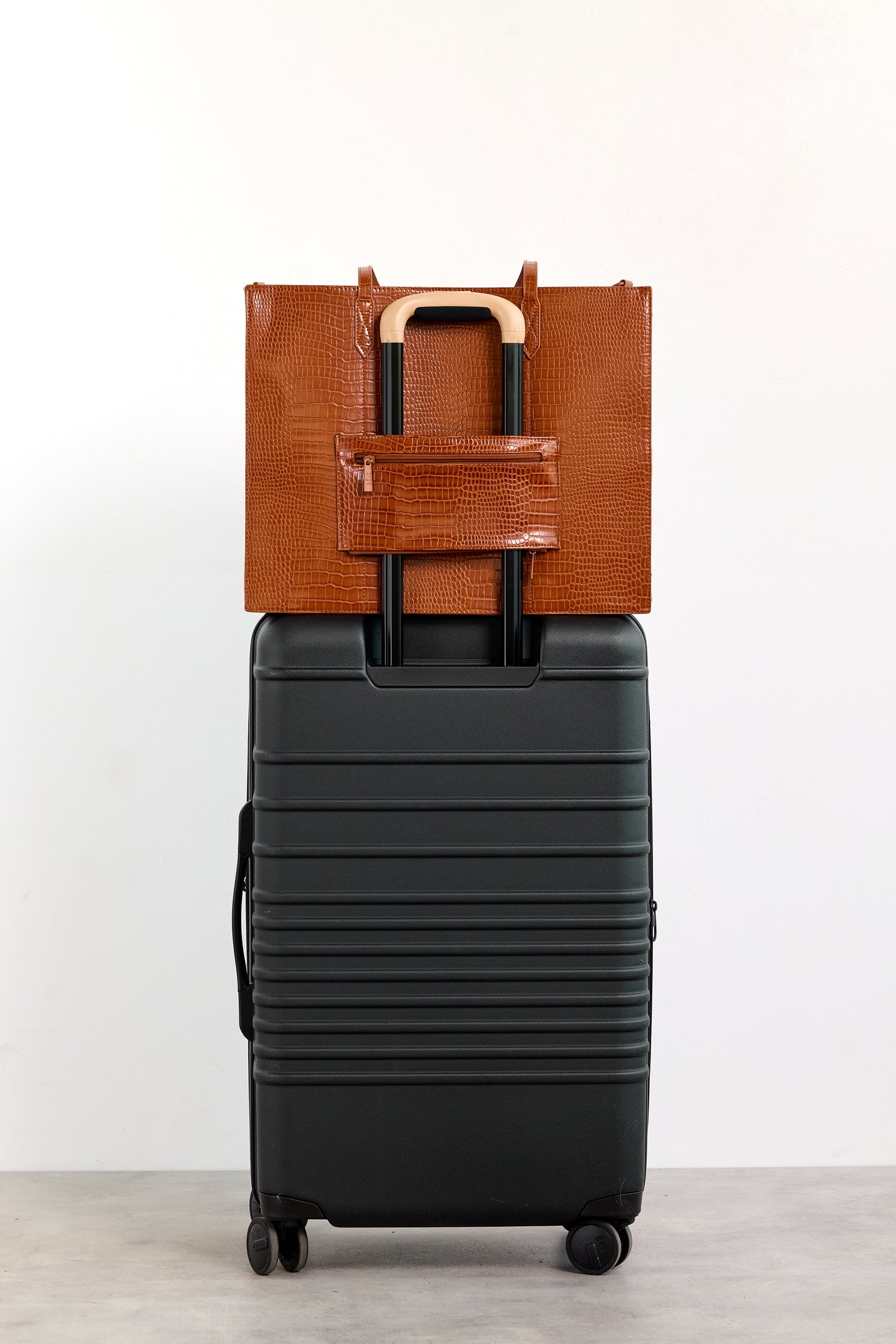 The Large Work Tote in Cognac Croc