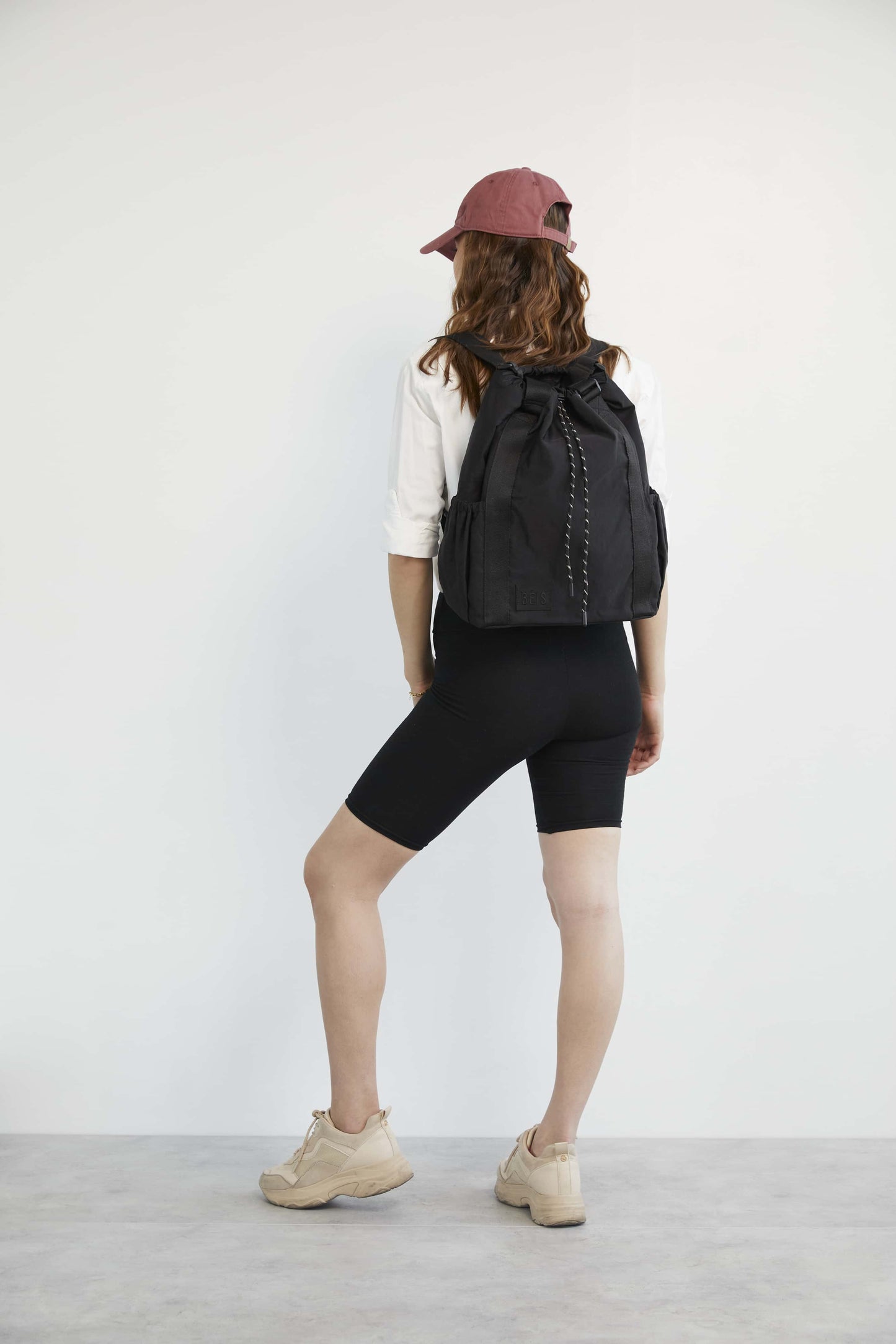 Sport Tote Black Front on Model in Athleisure Clothing