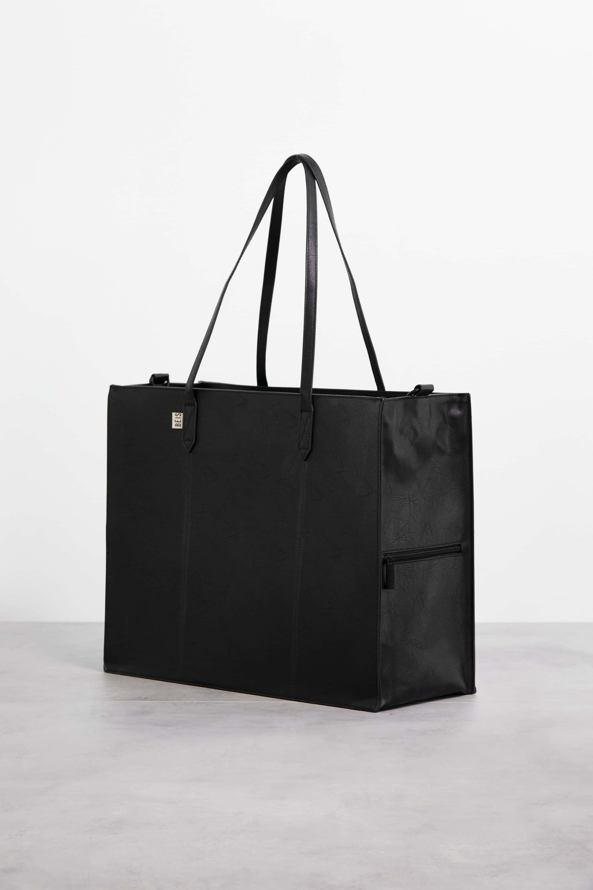 Work Tote Black Front and Side Angle