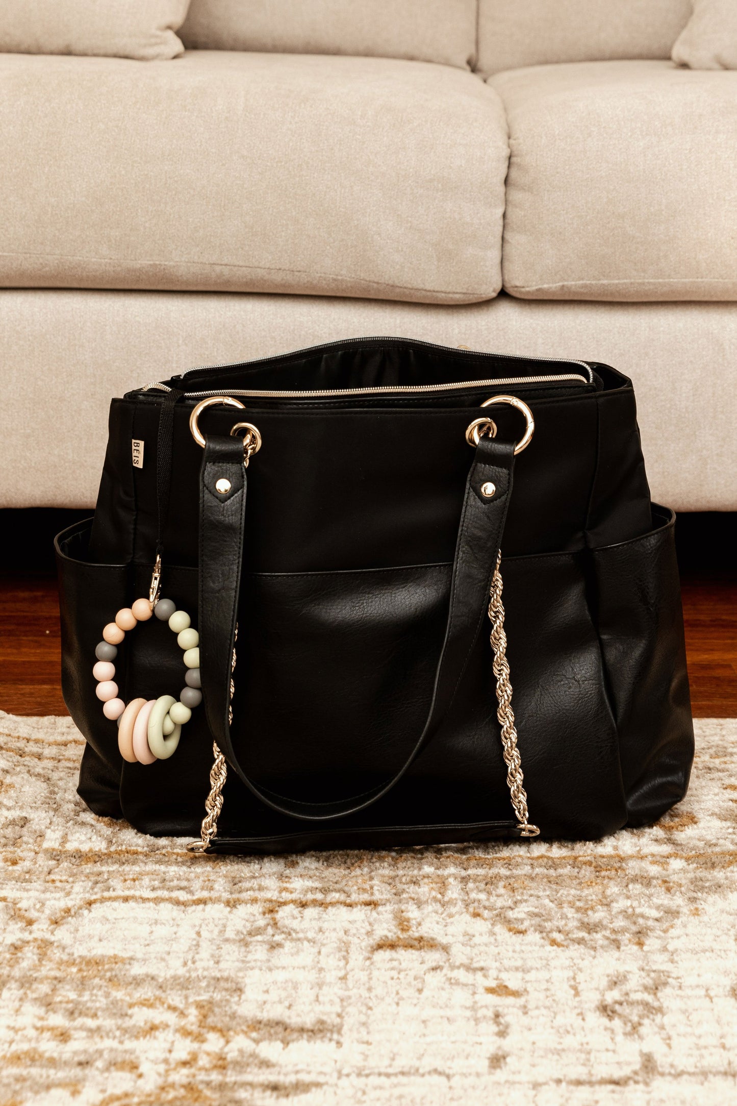 Diaper Bag Black Front Living Room